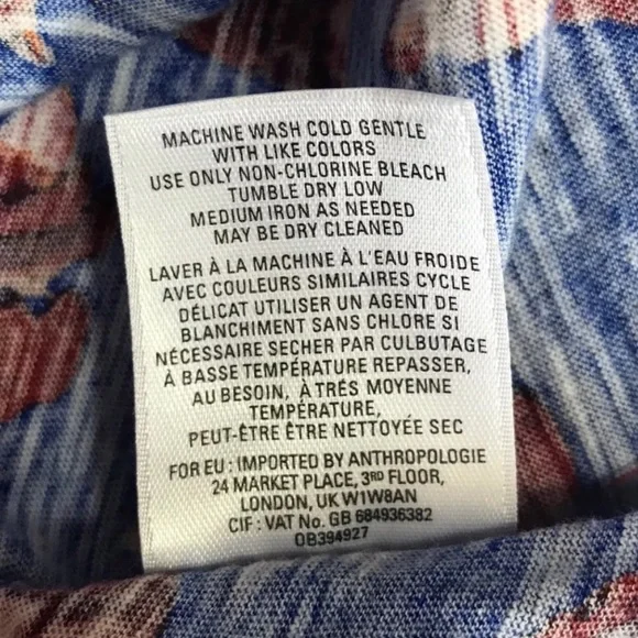 ANTHROPOLOGIE Forest Fete Novelty Fox Print 3/4 Sleeve Top Blue M As Seen On TV - Picture 8 of 13